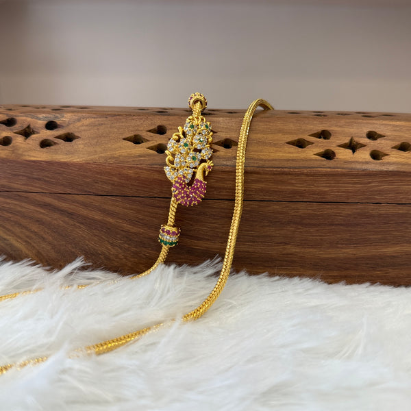 Gold Mugappu Chain Stone